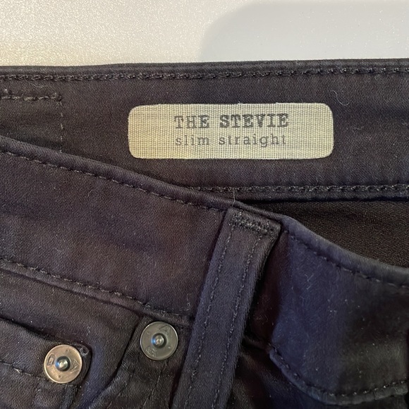 AG Stevie Slim Straight Leg - Black Velour - size 28 r - Picture 6 of 7